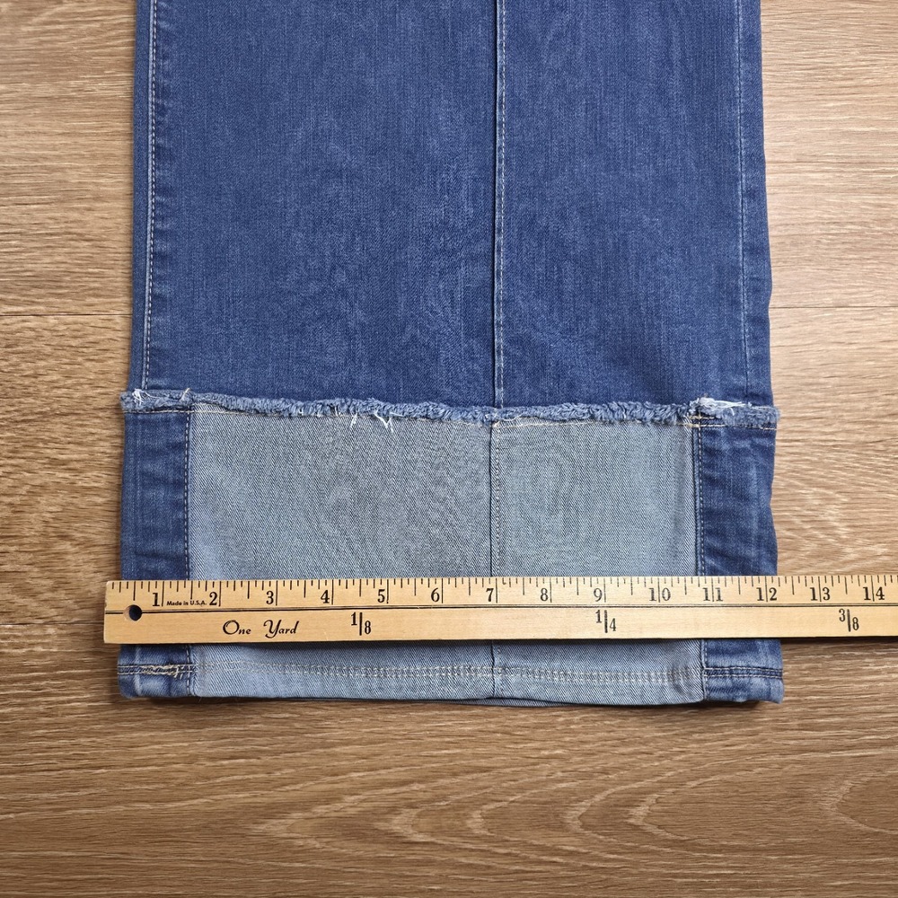 KUT from the Kloth Margo Wide Leg Jeans Women's 10 Blue Cuffed Pintuck High Rise - Picture 7 of 12